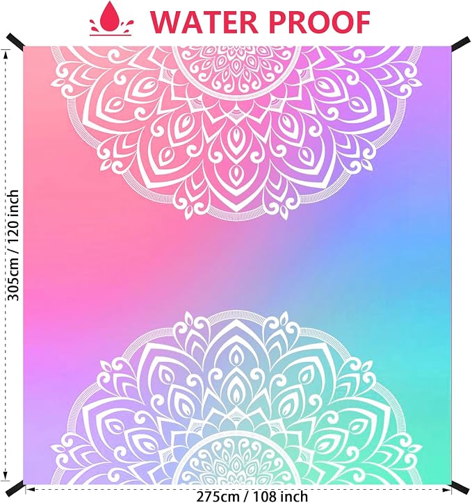 WIWIGO Beach Blanket Waterproof Sandproof Beach Mat 79" X 83"/10'x9'for 2-8 Adults Quick Drying Outdoor Picnic Mat Beach Accessories for Travel, Camping, Hiking - Image 2