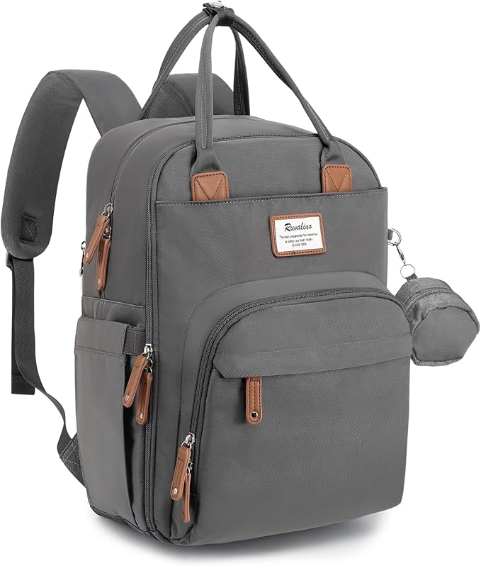 RUVALINO Diaper Bag Backpack, Multifunction Travel Back Pack Maternity Baby Changing Bags, Large Capacity, Waterproof and Stylish, Iron Gray by RUVALINO