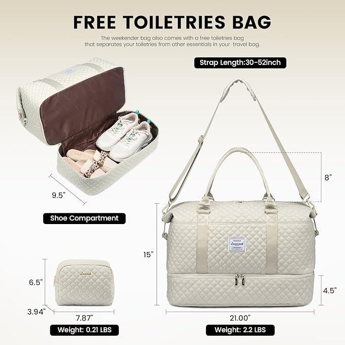 LOVEVOOK Travel Duffle Bag,Weekender Bags for Women with Shoe Compartment，Carry on Overnight Bag with Toiletry Bag,Gym Duffel Bag with Wet Pocket, Hospital Bags for Labor and Delivery - Image 2