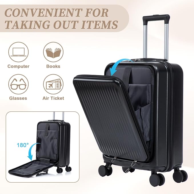 Hardside Luggage, Lightweight Durable Suitcase with Spinner Wheels, 20/14 Inch - Image 3