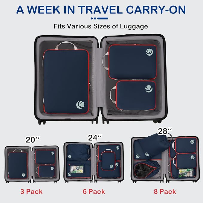 Cipway Compression Packing Cubes, Ultralight Luggage Organizer Bags, Travel Essentials for Carry on Suitcase (3 Piece,Blue) - Image 6