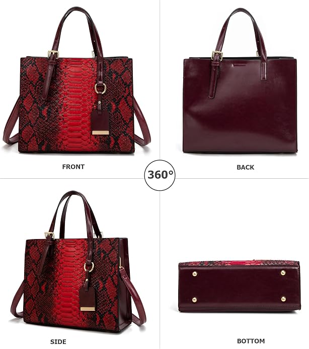 KingTo Women's Crocodile Pattern Satchel Handbags Stylish Tote Handbags crocodile purses for women 3 Pcs Set (B-blue) - Image 4