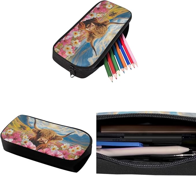 4 in 1 School Backpack for Teens of Thermal Lunch Box Pencil Box Water Bottle Holder, Cattle Floral Lightweight School Book Bag, Kids Teens Daypack Everyday Pack for School and Daycare - Image 6