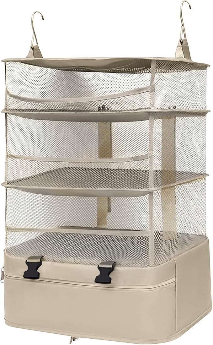 Hanging Packing Cubes for Travel, Oxford 300D fabric hanging storage organizer, can be carried on both shoulders (rice-white, L-1) by Unknown