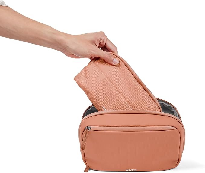orbitkey 2-in-1 Tech Accessory Pouch with Detachable Slim Sleeve – Travel Electronics Organizer for Cables, Chargers, Earbuds, Power Bank – Compact Gadget Bag & Portable Tech Storage Case (Rose) - Image 4