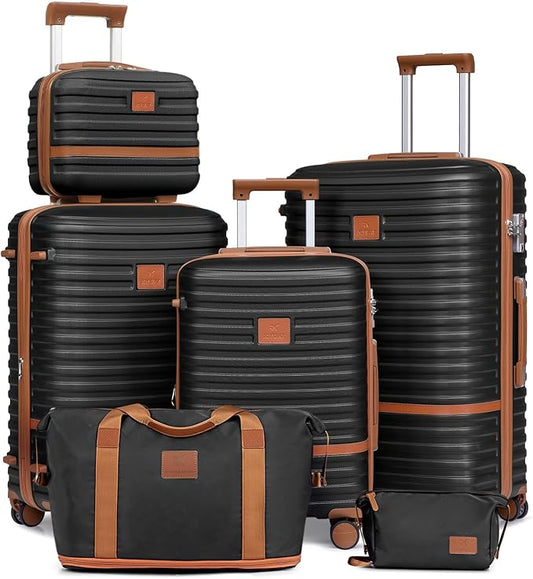 Joyway Luggage Set 3 Piece Suitcase Sets with Spinner Wheel,Hardside Expandable Travel Laggage with TSA Lock (Black by Joyway