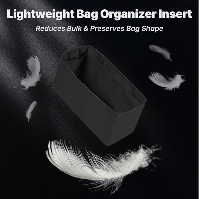 Organizer Insert for Onthego PM, Satin Purse Organizer for Luxury Bag, Lightweight and Soft Purse Dividers for Woman Handbags, Multiple Pockets with Organized Capacity(Black, PM) - Image 3
