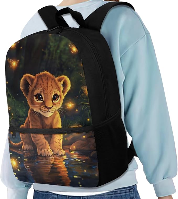 Cute Lion Backpack for Kids Boys Backpack with Lunch Box Water Bottle Carrier and Zipper Pencil Case 4PCS Set Bookbag with Front Pocket for School 17 inch Elementary School Bag for Girls - Image 2