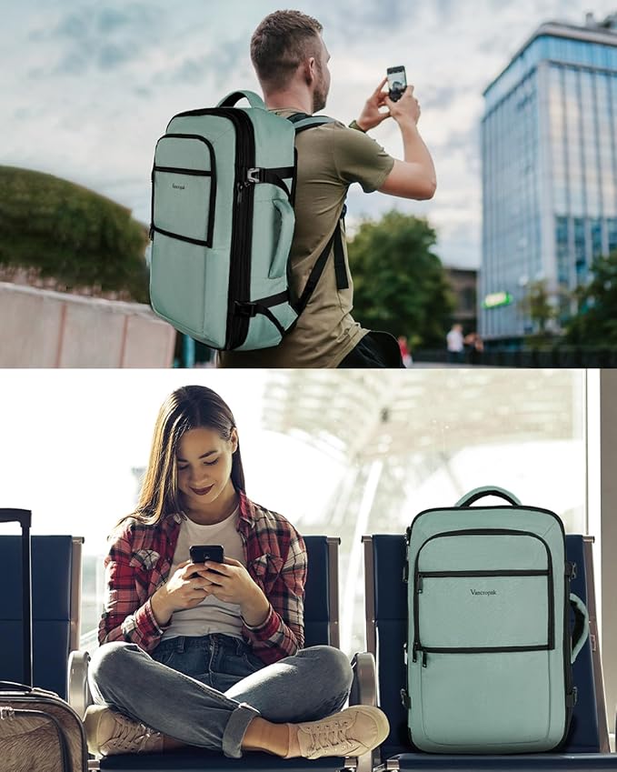 Vancropak Travel Bag, 40L Expandable Carry on Backpack for Airline Approved | Hidden Shoulder Strap, Business Backpack for Men, Overnight Lightweight Carry on Luggage, Water Resistant Suitcase Daypack - Image 9