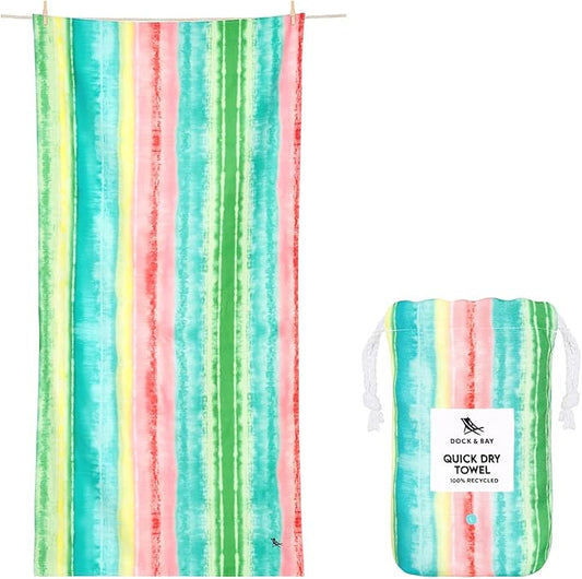 Dock & Bay Beach Towel - Quick Dry, Sand Free - Compact, Lightweight - 100% Recycled - Includes Bag - Watermelon Sugar - Large (160x90cm, 63x35) by DockBay