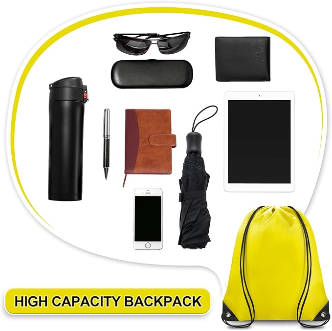 Grneric Drawstring Bags Bulk 14 Pcs Drawstring Backpack Bulk Cinch Bag Sackpack for Men Women Gym (Yellow) - Image 4