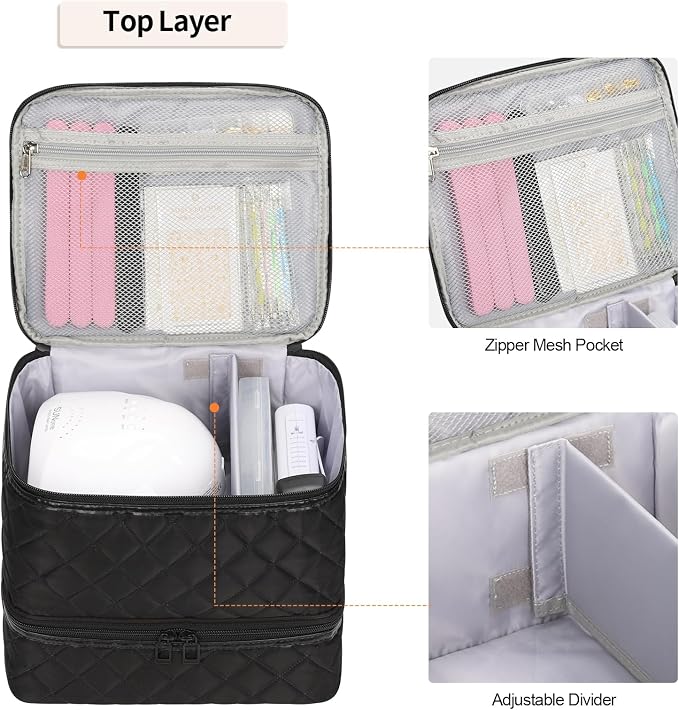 Ethereal Nail Polish Organizer Case Holds 30+ Bottles (15ml/0.5 fl.oz) Nail Lamp, Gel Polish Travel Case Bag for Nail Suppiles, Gift for Manicurist, Girls - Image 2