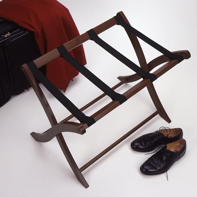 Winsome Scarlett Luggage Rack in Walnut, Sturdy Folding Suitcase and Bag Stand for Guest Room, Bedroom, Must Have Foldable Storage Essential for Guests, Small Businesses, Home - Image 4