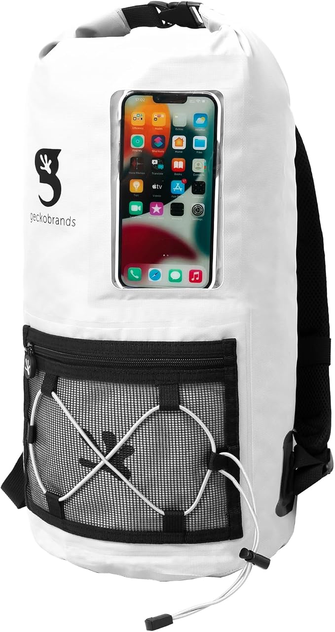 geckobrands Hydroner 20L Waterproof Dry Bag Backpack – Lightweight Roll-Top Bag with Clear Phone Pouch for Outdoor Activities - Image 2