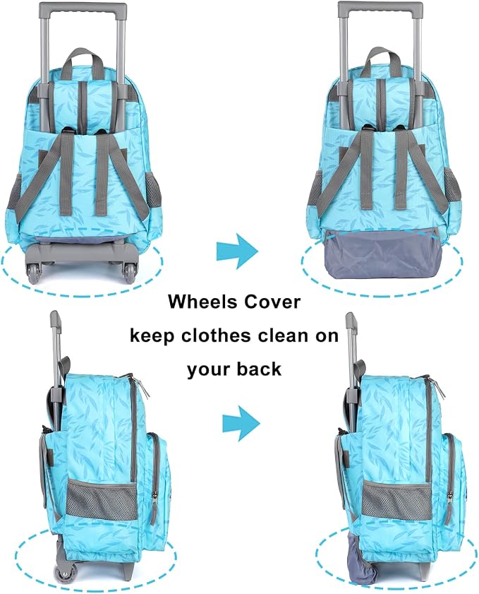 Tilami Rolling Backpack 18 inch Double Handle with Lunch Bag Wheeled Kids Backpack for Girls and Boys, Koala - Image 5