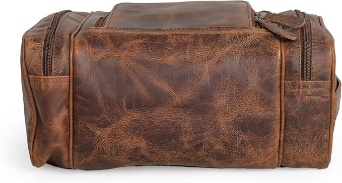 (13 inch Extra Large) Real Full Grain Leather Toiletry Bag for Men, Dopp kit with Waterproof Lining, Toiletries Organizer, Grooming Travel Bag Pouch, Bathroom Shaving Kit Zipper Bag - Image 9