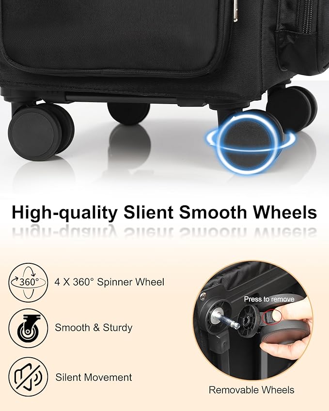 Relavel Rolling Makeup Case, 4 in 1 Hairstylist Traveling Bag Cosmetology Case on Wheels Large Hair Tools Cosmetics Train Case Makeup Artist Organizer (black with 4 additional small bags, Extra Large) - Image 3