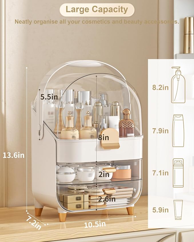 Anylady Makeup Organizer Countertop, Skincare Holder Bathroom Counter Organizer, Storage Box Cosmetic Display Cases, Teen Girl Gifts Make up Organizers for Vanity, Dresser - Image 2