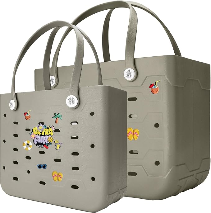 2-Pack Large Beach Bags XL & M Waterproof Tote, Sandproof, Washable- Essentials: Pool, Boat, Sports, Groceries by Unknown