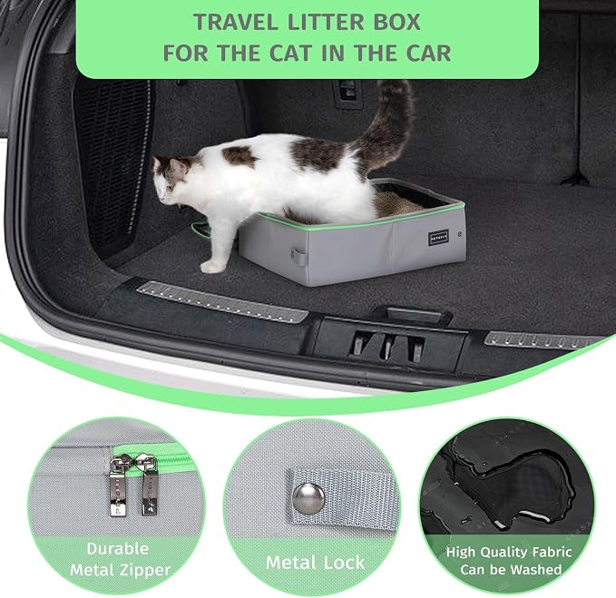 PETSFIT Travel & Portable Cat Litter Box - Leak-Proof, Waterproof Bottom, Collapsible Litter Boxes Perfect for Hotel/Lawn/Car Travel - Image 5