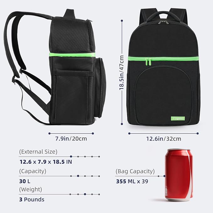 Vogano Picnic Backpack & Accessories – Insulated Picnic Set for 2 Person with Dual Compartments, Lightweight Blanket, Cutlery Set, for Newlyweds and Couples Gifts Black - Image 2