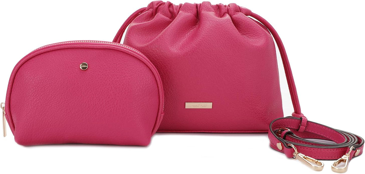 Mali+Lili Lola Beauty Bag Duo, Makeup Bag Travel Cosmetic Bag Set of 2, Vegan Leather Purse Crossbody Bags for Women and Girls, Cute Makeup Pouch, Travel Pouch, Crossbody Purses for Women | Duo by MaliLili