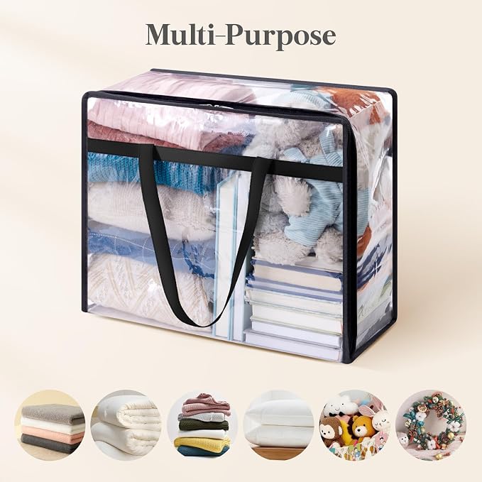 Lifewit 3 Pack Clear Clothes Storage Bags, 45L Plastic Blanket Storage Bag, Vinyl Foldable Moving Bags with Zipper, Closet Organizers and Storage Containers for Bedding, Duvet, Comforter - Image 6