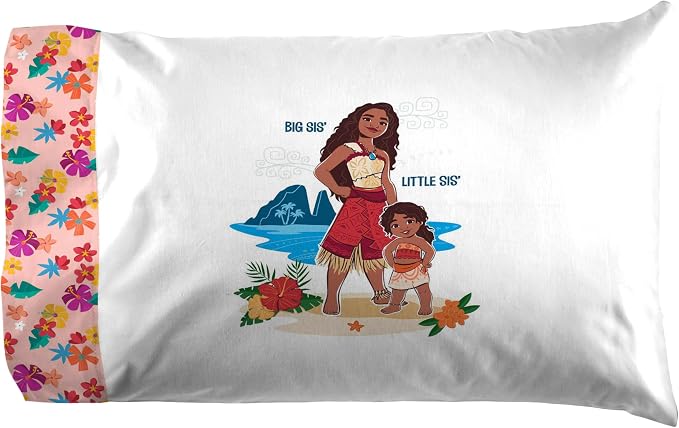 Jay Franco Kids Sheet Set with Fitted, Flat Sheets & Pillow Cover - Ultra-Soft Bedding with Pillowcase for Room Decor, Pink - Moana, 3 Piece Twin - Image 5