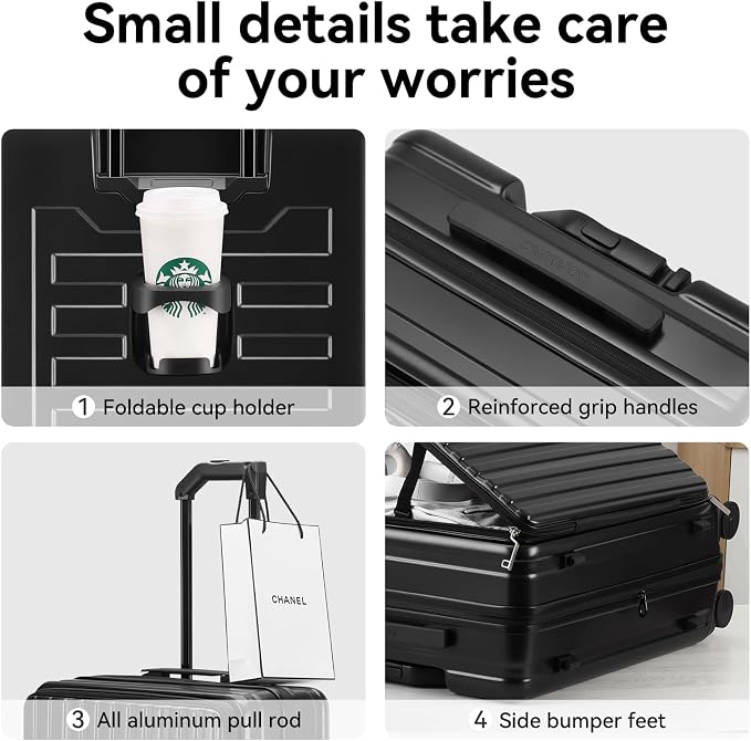 ROAMING Luggage Sets Hard shell Suitcase Top Opening Expandable with Wheels, Sturdy Large Suitcase Tsa Lock 20 Inch Carry on 28 Inch Checked Luggage, 2-Piece Set (20/28) for Travel Woman Men. Black - Image 3