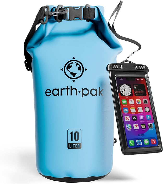 Earth Pak Waterproof Dry Bag - Roll Top Waterproof Backpack Sack Keeps Gear Dry for Kayak with Waterproof Phone Case by earthpak