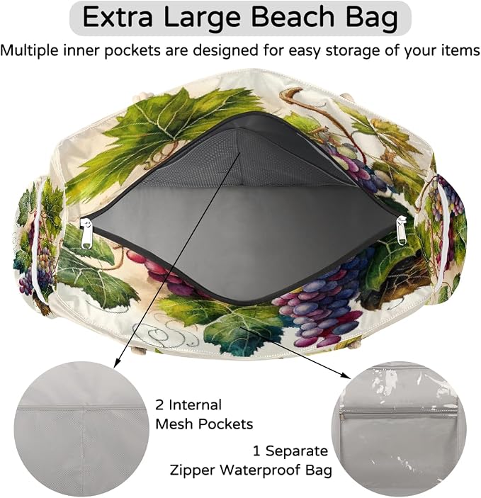 Large Beach Bag with Zipper Beach Bags for Women Water Resistant Swim Pool Bag - Image 6
