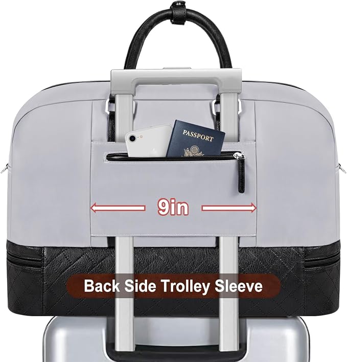 Weekender Bag for Women, Large Overnight Bag Canvas Travel Duffel Bag Carry On Tote with Shoe Compartment 21" 3Pcs Set - Image 3