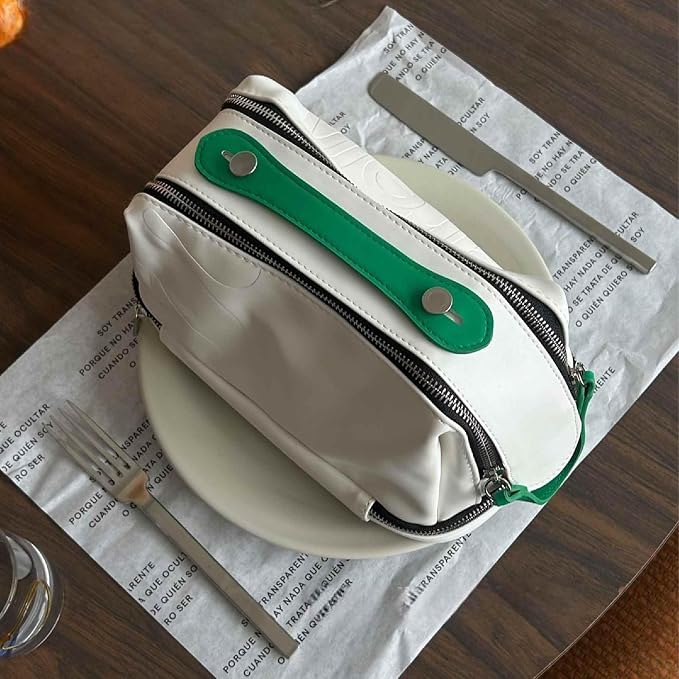 SARELLY | Vegan Leather Makeup Bag | Perfect for Makeup Brushes | Multi-compartments | White - Image 6