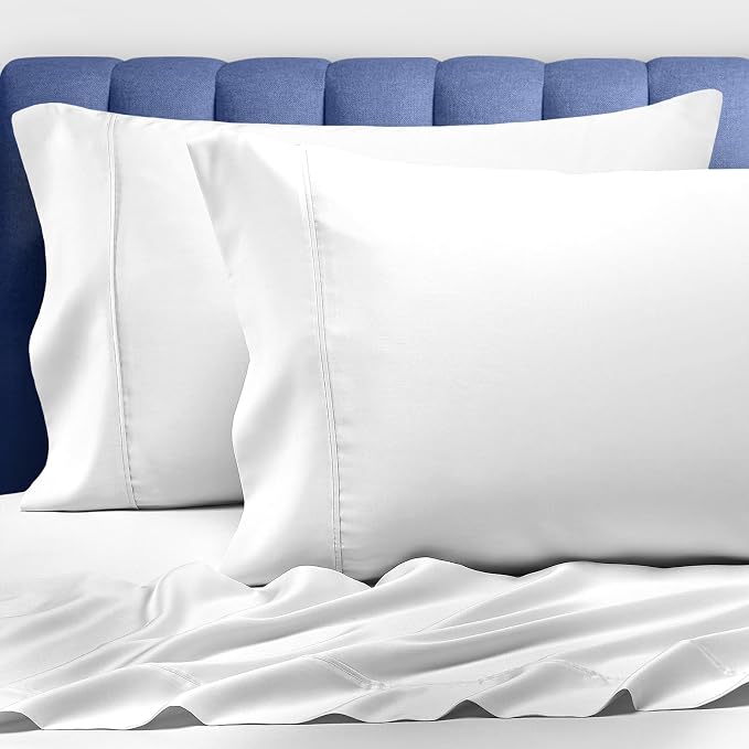 Pizuna Pure 100% Luxury Cotton King Size Pillow Case White, 1000 Thread Count 100% Long Staple Cotton Sateen Pillowcase, Pillow Covers with Stylish 4" Hem (Combed Cotton King Pillowcase) by Pizuna