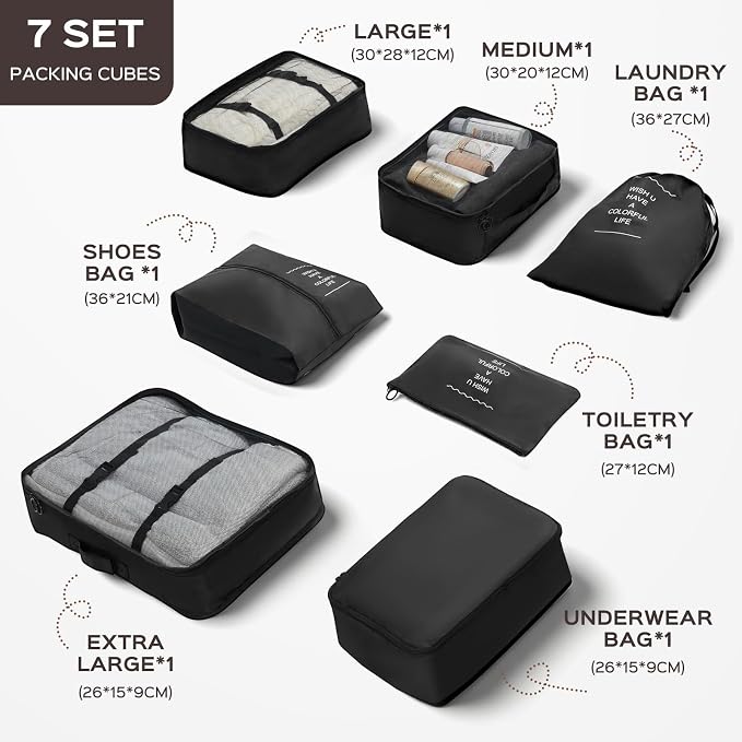 Luggage Sets 2 Piece, 9 Piece Travel Suitcase Set, 20 inch Carry on Luggage, 28 inch Checked Luggage for Women with 7PC Organize Bags - Image 4