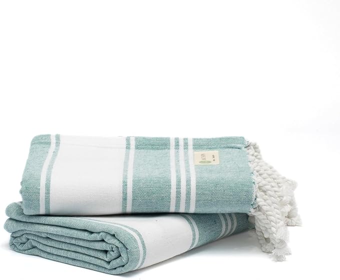 Salt Earth Cotton Turkish Beach Towel (Set of 2, 36"x72") - Soft, Quick Dry, Sand Resistant, Absorbent Towels for Bathroom, Home, Travel, Pool, Spa, Bath, Swim - Beach Towels Oversized (Hunter Green) by SaltEarth