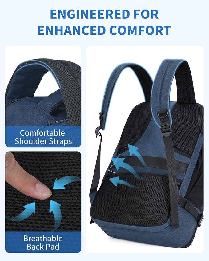 WANDF Travel Backpack For Spirit Airlines Personal Item Bag 18x14x8 with Wet Pocket, 17 Inch Laptop Backpack for Men Women | Frontier Airline Underseat Fit, Fits 17" Laptop, 180°Opening, Travel Backpack - Image 7