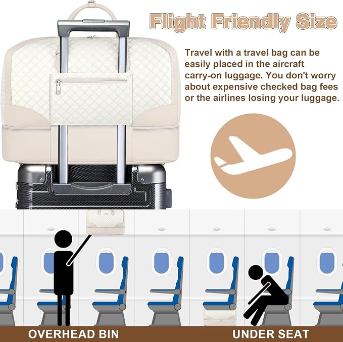 ITIEZY Weekender Overnight Bag for Women - Large Travel Duffel Bag with Shoe Compartment, Gym Duffel Bag Hospital Bag Carry On Tote Bags for Airplanes with Crossbody Bag Toiletry Bag 3Pcs Set - Image 5