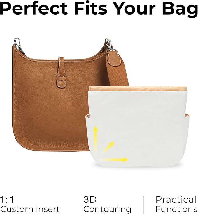 Purse Organizer Insert for HERMES Evelyne 29 Handbag, Custom Fit Inside Premium Vanile Lightweight WaterResistant Tote Bag Insert - Image 3