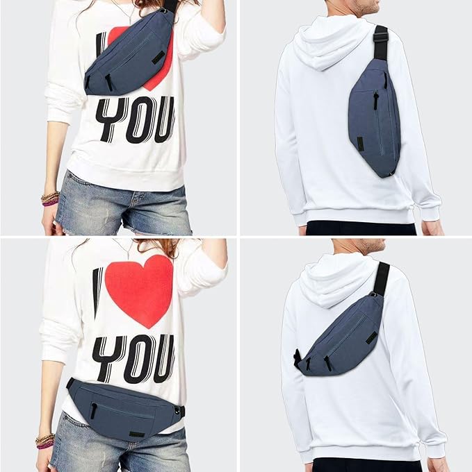 MAXTOP Large Crossbody Fanny Pack with 4-Zipper Pockets,Gifts for Enjoy Sports Festival Workout Traveling Running Casual Hands-Free Wallets Waist Pack Phone Bag Carrying All Phones