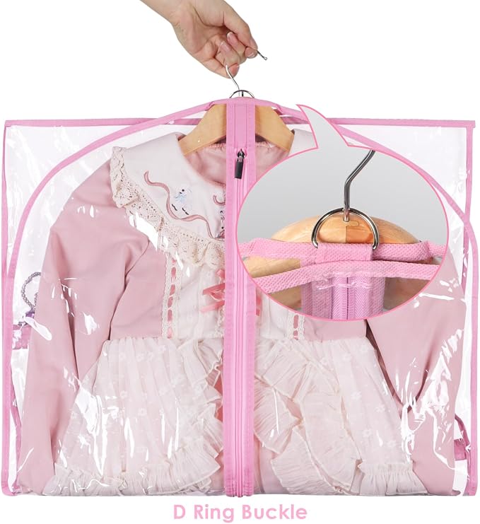 Zilink Clear Dance Garment Bags for Dancers 40” Dance Costume Garment Bag Dance Competition Must Haves with 3 Clear Zipper Pockets for Dance Competitions Set of 4 [Upgraded Version] - Image 4