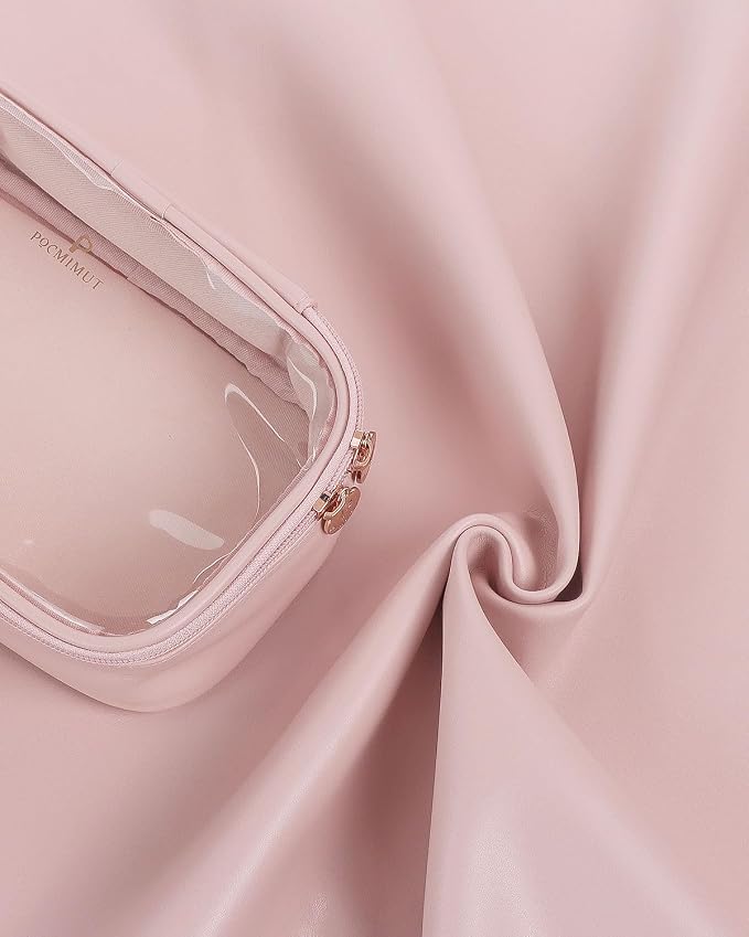 Pocmimut Small Makeup Bag,Clear Make Up Bag Organizer Cute Stuff Pouch Traveling Compact Toiletry Bag Car Bag for Travel Essentials,Pink - Image 9