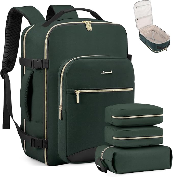 LOVEVOOK 40L Travel Backpack Flight Approved Carry on Backpack,3 Packing Cubes,Waterproof Personal Item Travel Bag,TSA Carry on Luggage Suitcase Travel Essentials,Gifts for Women & Men,fits 17" Laptop by LOVEVOOK