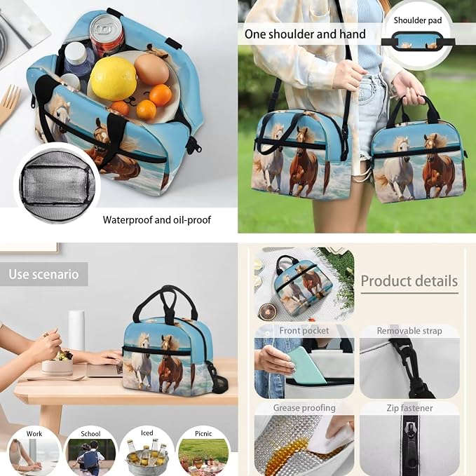 POLERO Kids Horse Backpack School Bags Set 4Pcs Backpacks for Boys Girls Preschool Kindergarten Bookbag Set with Lunch Box - Image 5