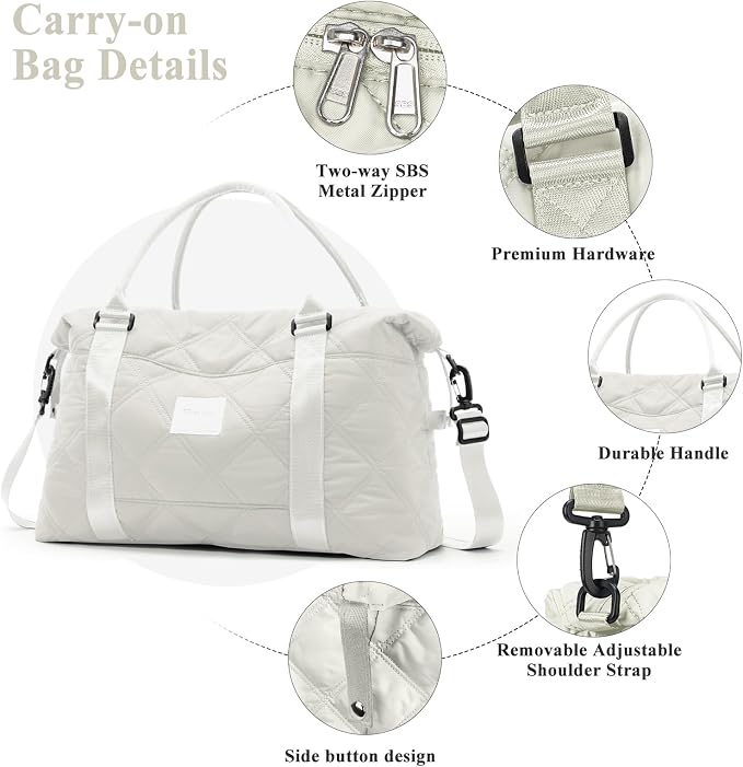 Travel Duffel Bag, Carry On Overnight Weekender Bags for Women | Travel Bag with Wet Pocket & Trolley Sleeve, For Spirit Airlines 18x14x8 Personal Item Bag - Image 5