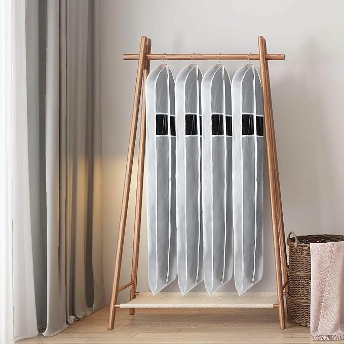 Zilink 60-Inch Long Dress Garment Bags for Storage With 3" Gusset - Clear Coat Cover Bag for Gowns and Closet Storage - Image 3