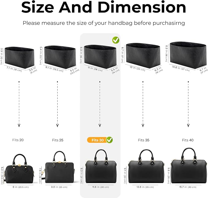 Lightweight Purse Organizer Compatible with LV Speedy 30 | Handcrafted DuPont™ Tyvek®,Handbag Organizer Insert, Precision 1:1 Custom Fit,Matte Black,Ideal for Office & Daily Carry - Image 2