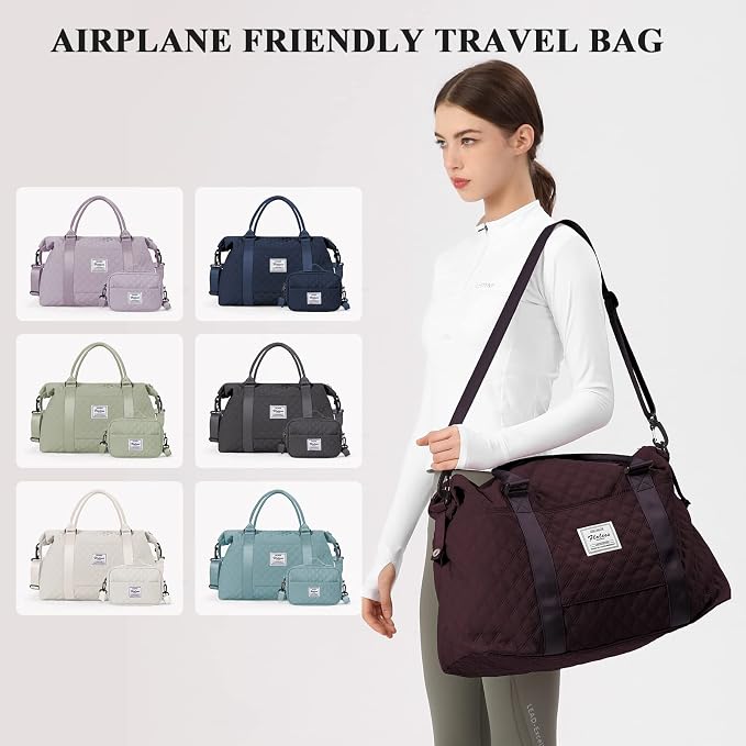 Travel Duffel Bag, Carry On Overnight Weekender Bags for Women | Travel Bag with Wet Pocket & Trolley Sleeve, For Spirit Airlines 18x14x8 Personal Item Bag - Image 2