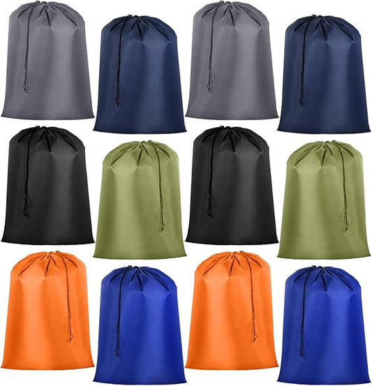 Woanger 12 Pack 28 x 45 Inch Extra Large Laundry Bags Bulk, Colorful | Washable Travel Laundry Bag with Drawstring Closure Large Dirty Clothes Organizer for College Dorm Home Hotel Camping by Woanger