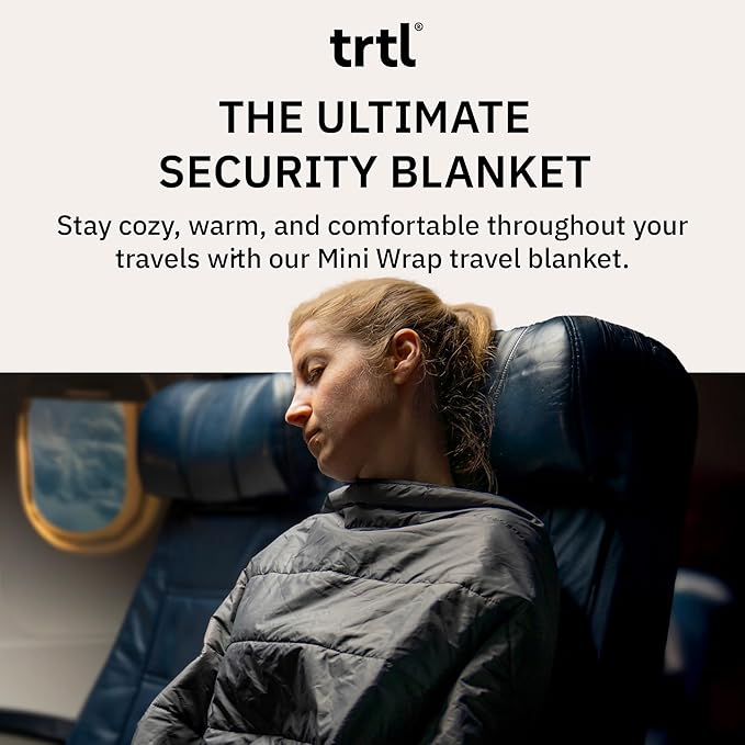 trtl Mini Wrap Compact Travel Blanket - Quilted Insulation - Convenient, Packable Blanket - Comes with Roll-Top Bag - Features a Secure Pocket